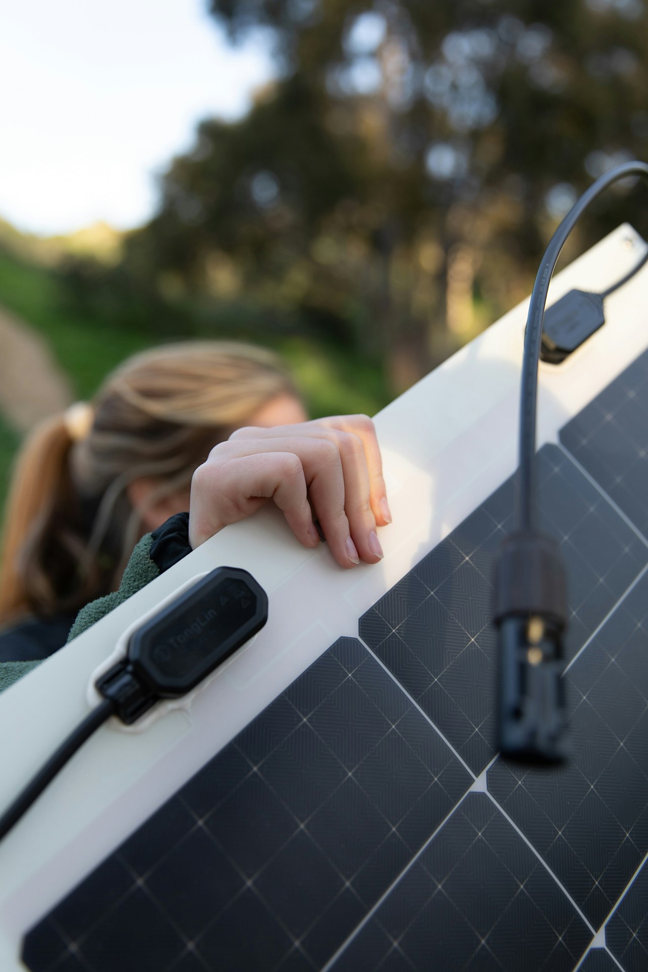 Solar panel leaning against a wall